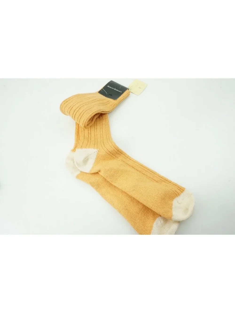 Rubinacci Wheat Yellow Silk Linen Long Dress Socks Sz 13 BRAND NEW